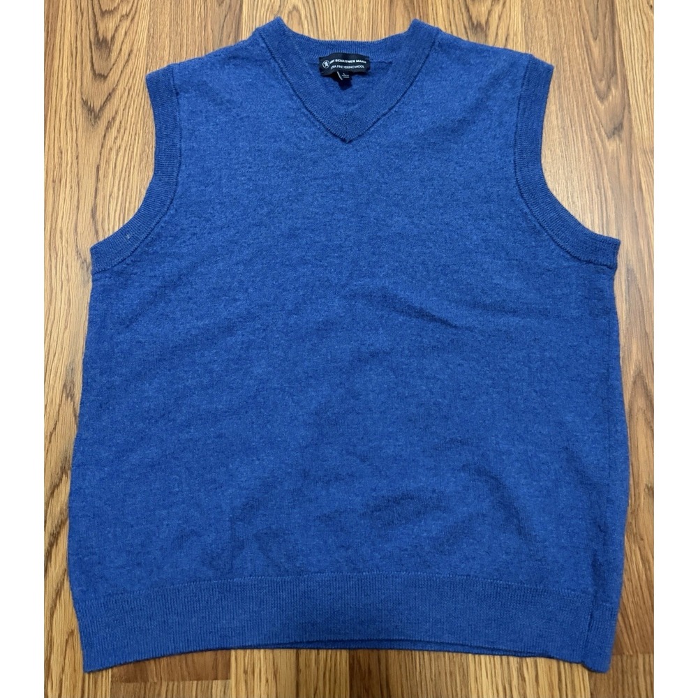 Hart Schaffner Marx Sweater Vest Mens Large Extra Fine Merino Wool V-Neck Blue